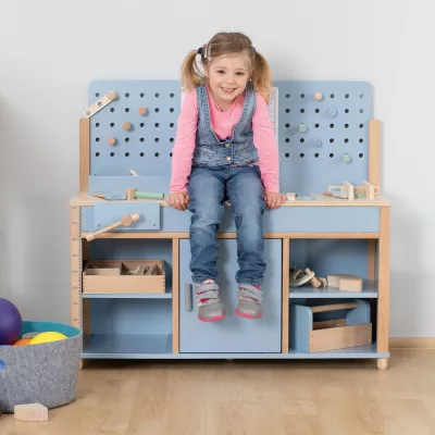 Kinderwerkbank, Holzwerkbank, Holzspielzeug, Bauklötze, Pädagogisches Spielzeug