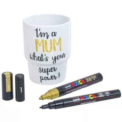Tasse, Marker-Set, Stiftset, White mug, Schwarzer Marker