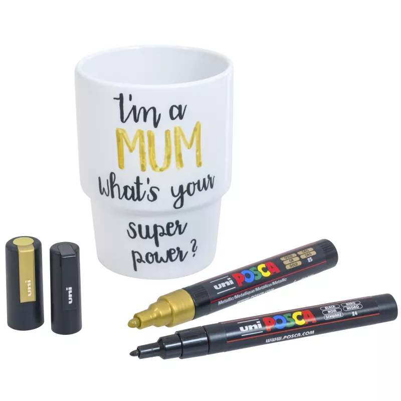 Tasse, Marker-Set, Stiftset, White mug, Schwarzer Marker