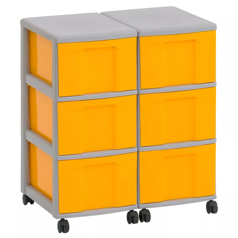 Kunststoffschubladen, Rollwagen, orange Schubladen, Aufbewahrungsbox, mit Rollen