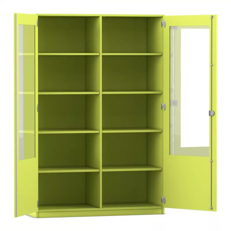 Schrank, Regal, Vitrine, Glasstür, Lackiert grün