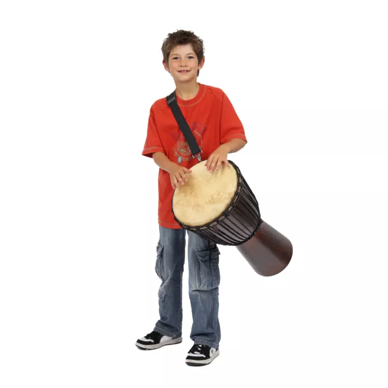 kinder, trommel, bassdrum, rotes-tshirt, tragegurt