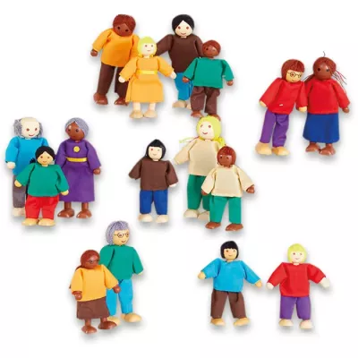 Figuren, Holzfigur, Puppenfamilie, Bunte Figuren, Kinderfigur