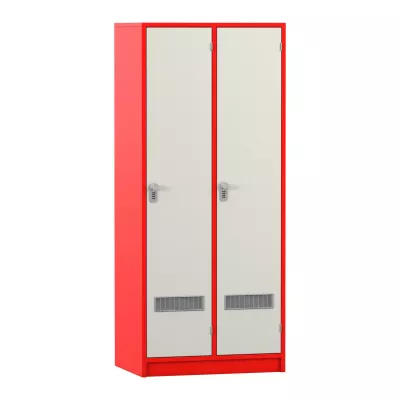 Schrank, Doppel-Schrank, Metall, Grau, Lüftungsbleche