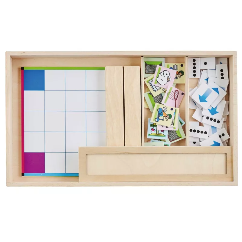 Brettspiel, Spielkarten, Domino-Plättchen, Holztablett, Spielfigurenteile
