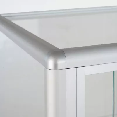 Glasvitrine, Eckdetail, Aluminium, Rahmen, Schrank
