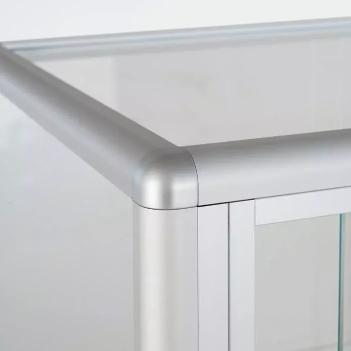 Glasvitrine, Eckdetail, Aluminium, Rahmen, Schrank