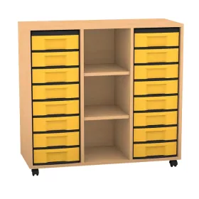 Klassenzimmerregal, 92,3 x 98,5 x 40,8 cm, mit 16 Boxen und 3 Fächer