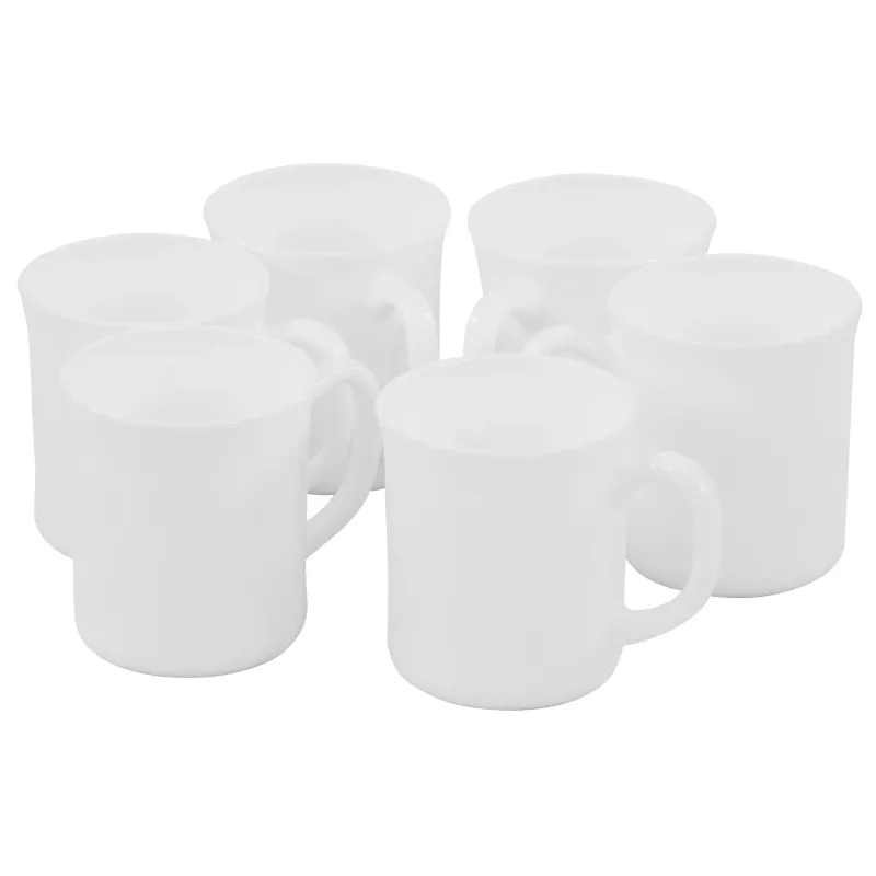 Becher, Kaffeebecher, weiße Keramik, Tassen-Set, 6 Stück