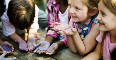 Hände, Schüler, Kindergarten, Gummihand, Farbige Hände