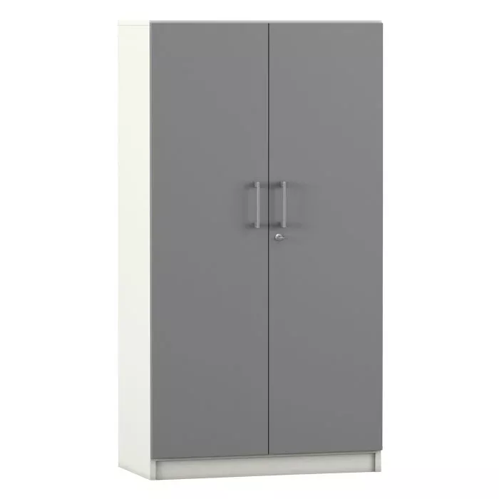 Wardrobe, Doppeltürenschrank, Grau, Metallgriffe, Aufbewahrungsschrank