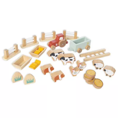 Holzspielzeug, Tierfiguren, Farmset, Pferd, Kuh