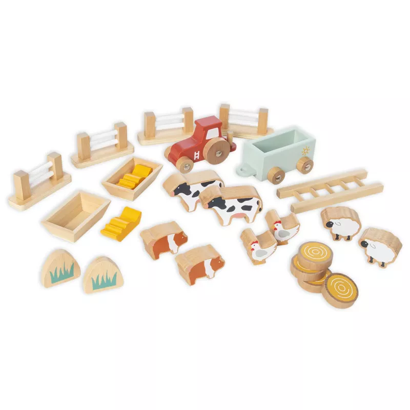 Holzspielzeug, Tierfiguren, Farmset, Pferd, Kuh