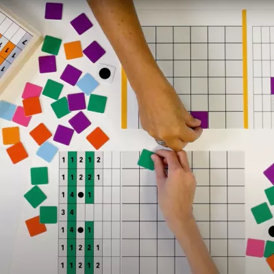 puzzle, bunte quiltenquadrate, Gitter, Hand, Punktmuster