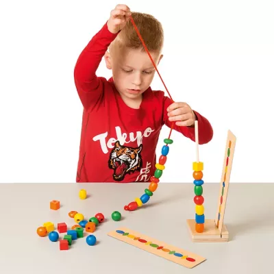 Holzspielzeug, Wahrnehmungsperlen, Kugelketten, Baukasten, Bead-Stacking