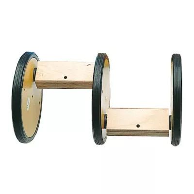 Holzrolle, Scooter-Rad, Laufrollen, Holzstab, Gummi-Räder