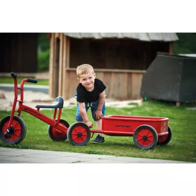 Kinderbike, rote Schubkarre, rote Dreirad-Wagen, Spielzeuganhänger, Outdoor-Spielzeug
