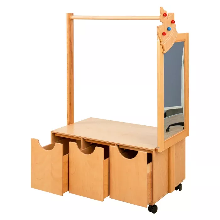 Holz, Kaufladen, Spiegel, Rollentisch, Aufbewahrung