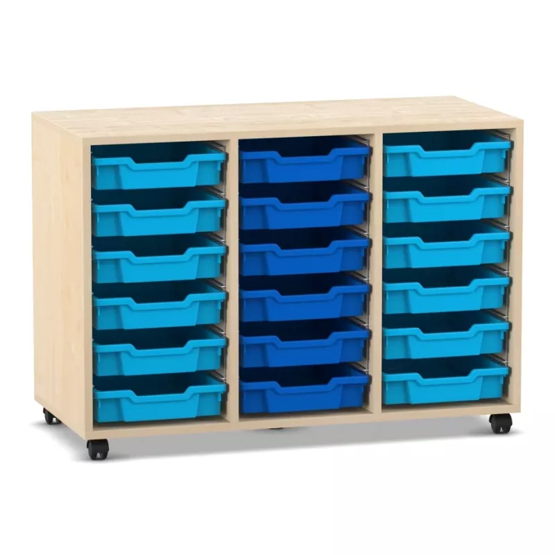 Lager, Schrank, Plastikbehälter, blaue Behälter, Rollräder