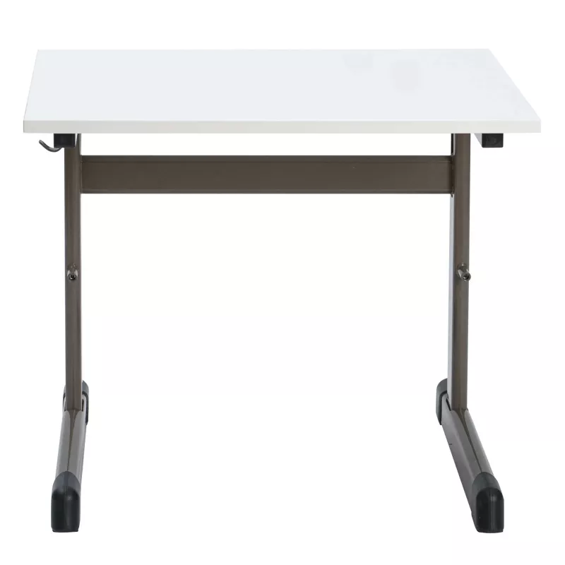 Schreibtisch, Klapptisch, Metallbeine, weiße Tischplatte, Tisch mit Rollen
