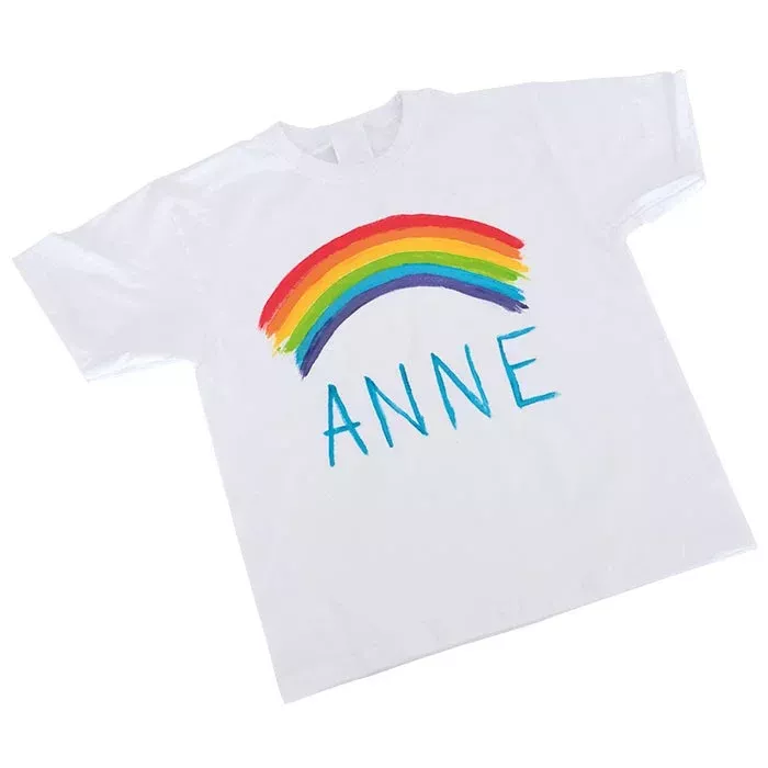 T-Shirt, Rainbow, Print, White, Anne