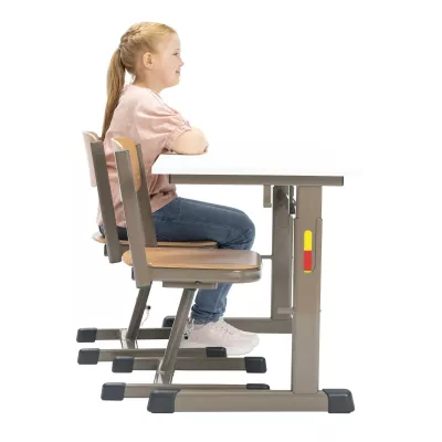 Schülerstuhl, Schreibtischstuhl, Kindersitz, Holz-Sitz, Rauchbraun