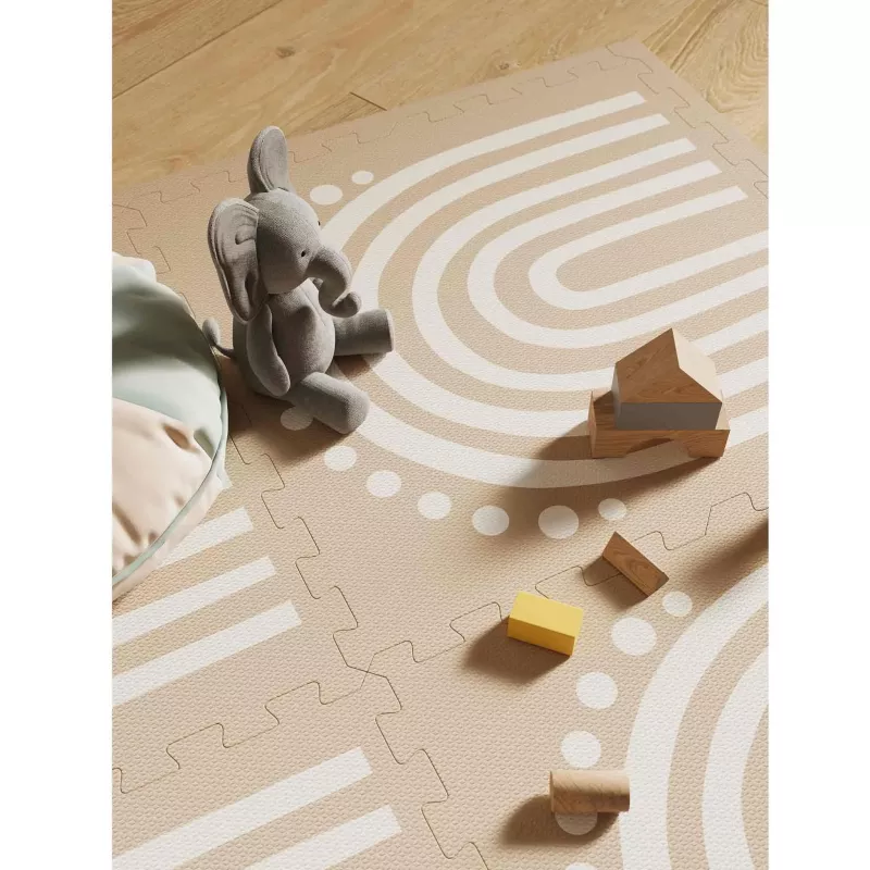 Spielteppich, Puzzleteppich, Kugelbahn, Holzbausteine, Stoffelefant