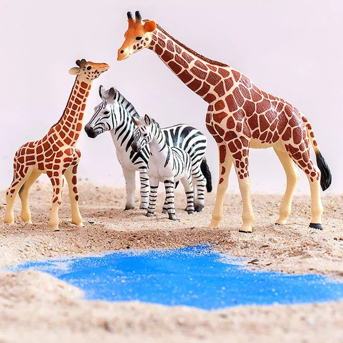 Giraffe figurine, Zebra figurine, Tiermodell, Miniset, Kunststofffigur