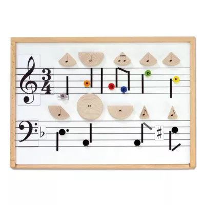 Holzboard, Notenboard, Musikunterricht, Holzperlen, Notenlinien
