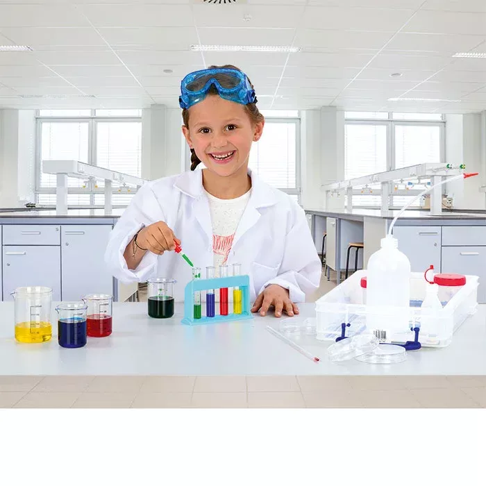 Kinderlabor, Laborpraktikum, Sicherheitsbrille, Teströhrchen, Pipette
