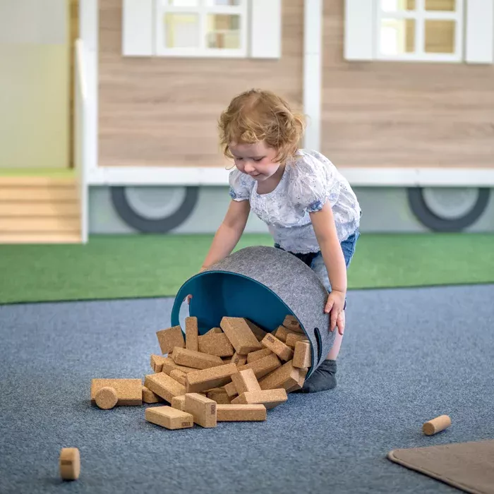 Kübelform, Holzbausteine, Kieselblöcke, Spielzimmer, Kinderzimmer-Spielzeug