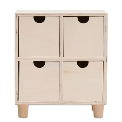 Holzkommode, Schubladenkasten, 4 Fächer, kleiner Schrank, Naturholz