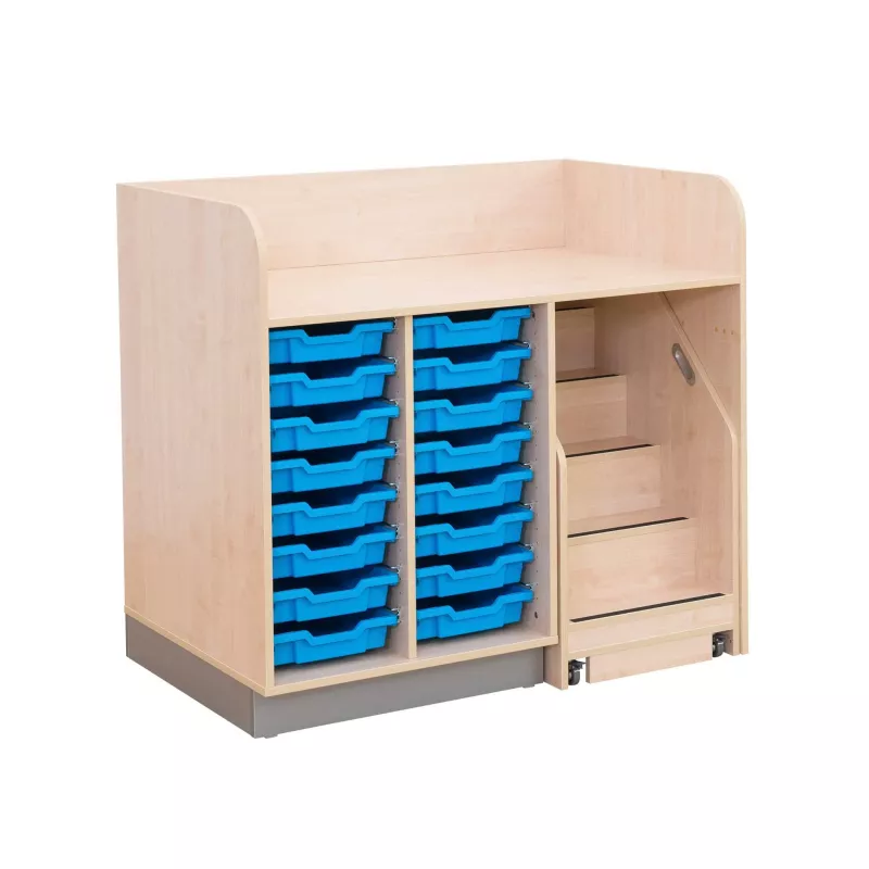 Kleiderschrank, Werkbank, Schubladen, Staufächer, Stufenregal