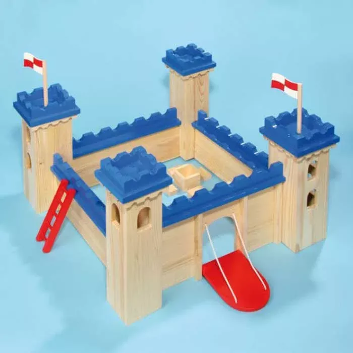 Kastenspiel, Schloss, Holzbausteine, Burganlage, Rutsche