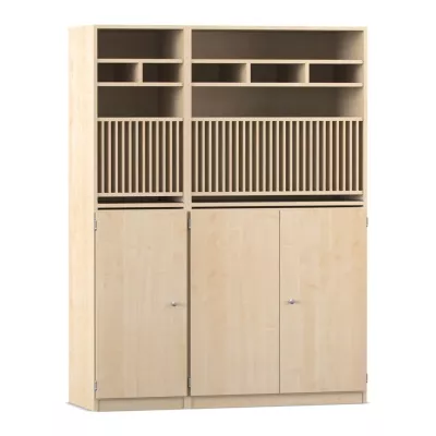 Vitrine, Schrank, Offenes Regalfach, Schranktüren, Holzlook