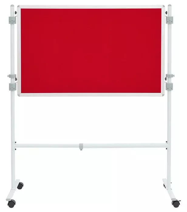 White frame, Rote Platte, Mobiler Staffelei, Räder, Verstellbare Höhe