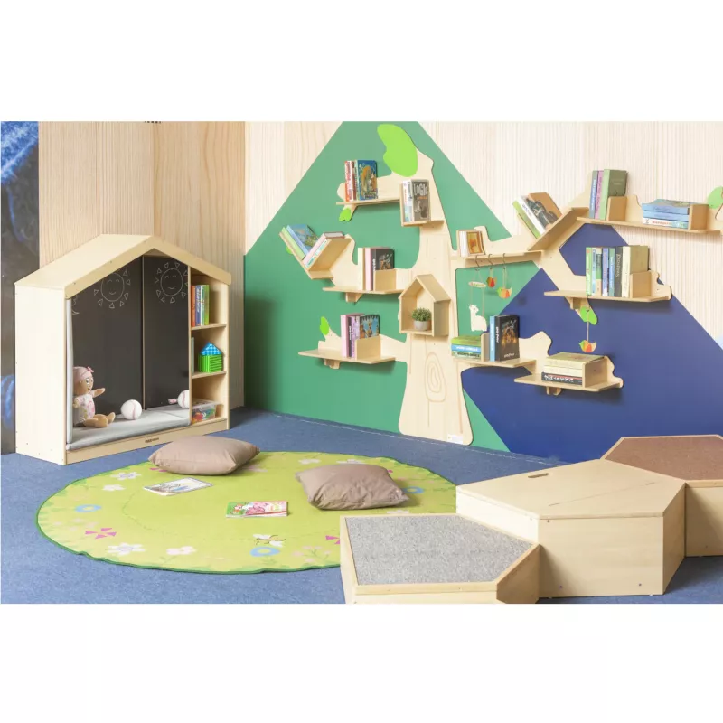 Kinderzimmer, Bücherregal, Wandregal, Holzmöbel, Spielbodenmatte