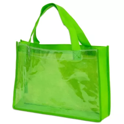 Tasche, Tasche aus Kunststoff, Transparente Tasche, Grüne Tasche, Henkeltasche