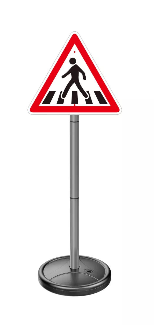 Fußgängerüberquerung, Warnschild, Straßenschild, Ständer, Gehwegsignaletik