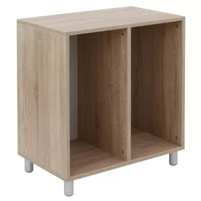 Unterbau, Holzoptik, Regalboden, zweigeteilt, Küchenschrank, 2 Fächer, Holzschrank, Laminat, Metallfüße