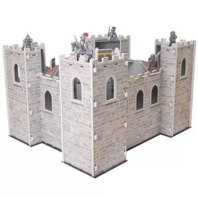 Burgenmodell, Kriegerfiguren, Steinmauer, Türme, Spielzeugset