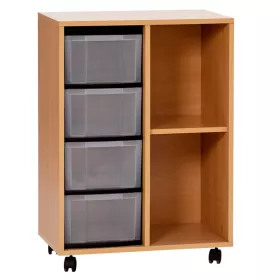 Klassenzimmerregal, 66,5 x 40,8 cm, mit 2 Fächern und 4 Boxen