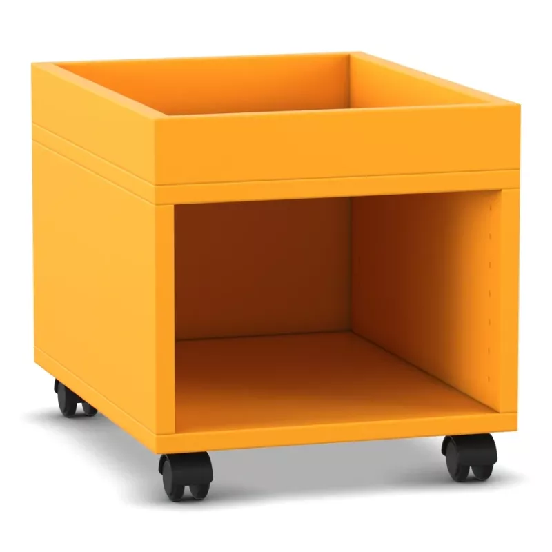 beweglicher wagen, oranger schrank, staurauswagen, rollenwagen, würfelförmige aufbewahrung