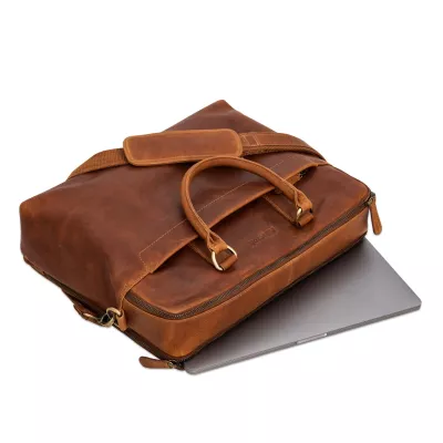 Ledertasche, Braune Tasche, Laptoptasche, Laptop-Hülle, Schultertasche