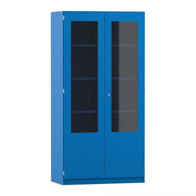 regal, stahlregal, glastür, wohnausstattung, blau