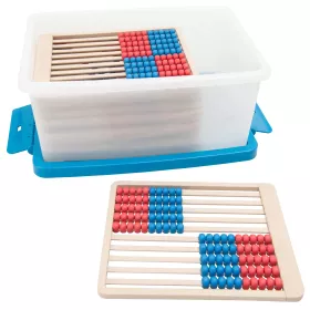 Rechenrahmen aus treeNside-Material, ZR bis 100, Rot/Blau, mit Aufbewahrungsbox 12 Rahmen