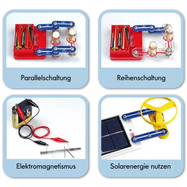 Parallelschaltung, Reihenschaltung, Elektromagnetismus, Solarenergie, Experimentierkasten