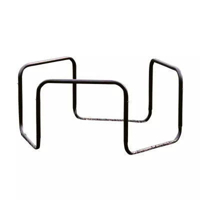 Sesselrahmen, Stahlrohr, gerundete Querstücke, Schwarz, Modularer Rahmen