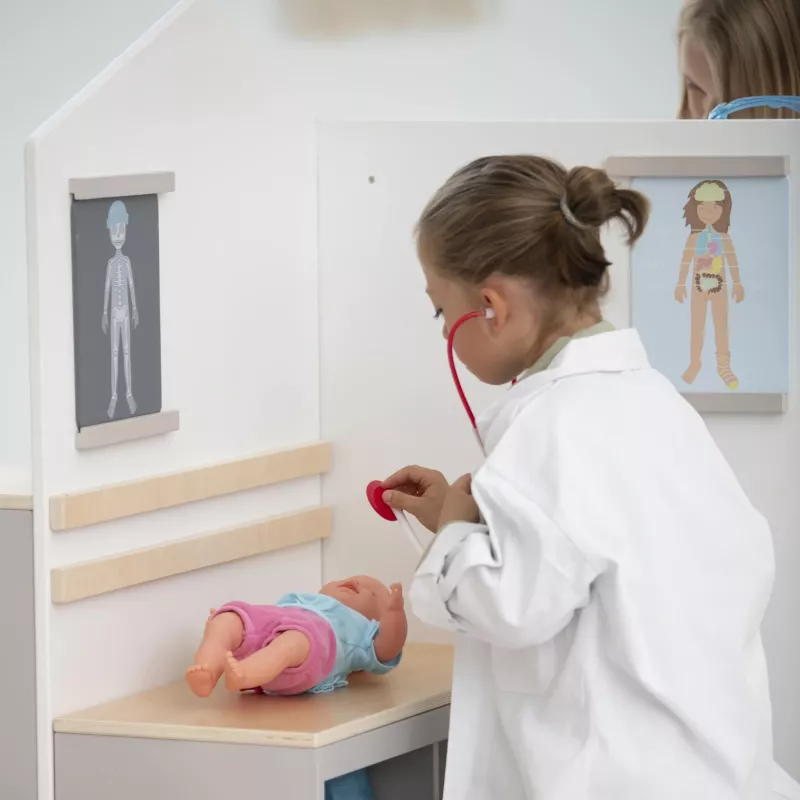 Puppe, Kinderarzt-Spiel, Schnuller, Stethoskop, Kinderarzt-Set