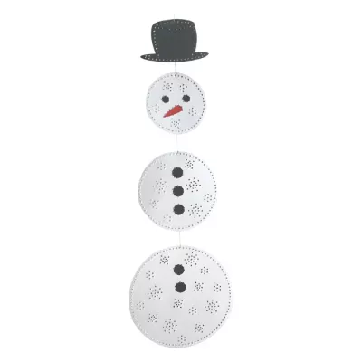 Schneemann, Girlande, hängbare Dekoration, Kreise Scheiben, schwarzer Hut